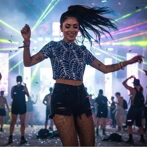 Ed Hardy Y2K Blue & White Patterned crop top party blouse gym baby tee sz M NWT